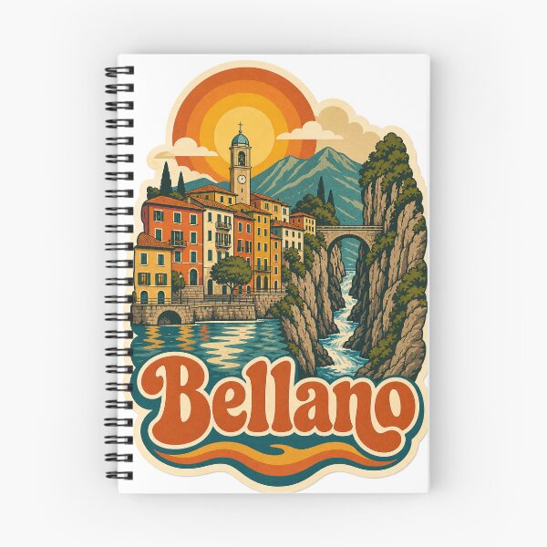 Item preview, Bellano Italy Travel Souvenir - Retro Illustration designed and sold by VisualArtsOasis.