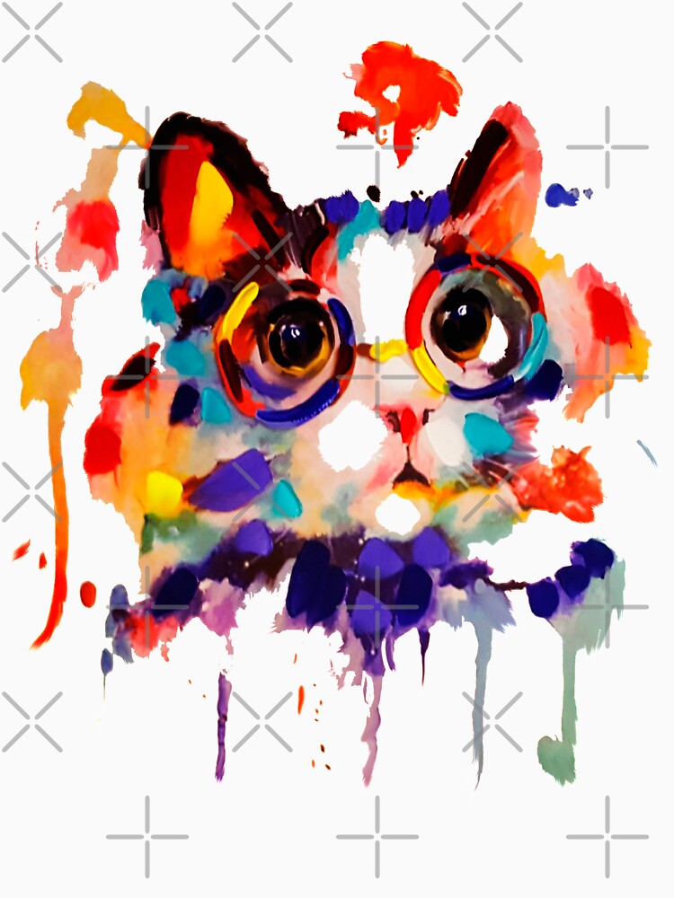 Splatter Cat Face Paint Cat Art Print T-shirts