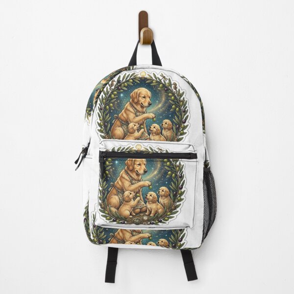 Item preview, Cute Golden Retriever Dog and Puppies Olive Tree Vintage Sticker designed and sold by Fatomfatom.