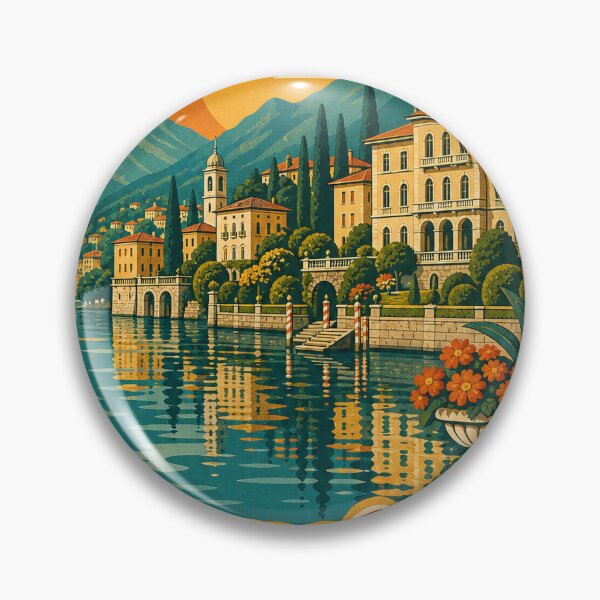 Item preview, Cernobbio Italy Travel Souvenir - Retro Illustration designed and sold by VisualArtsOasis.