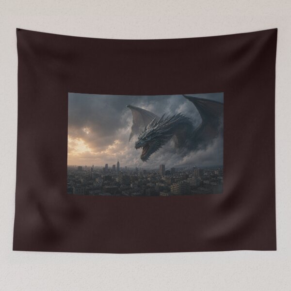 Aperçu de l'œuvre Dragon fantastique au-dessus de la ville créée et vendue par pasalagabriela.