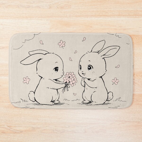 Item preview, Shy Chibi Bunny Sharing Sakura Flowers designed and sold by SakuraHaven.