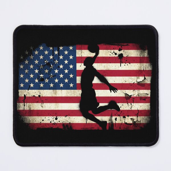 Item preview, Vintage USA Flag Basketball Dunk Graphic Shirt designed and sold by TeNovaStudio.