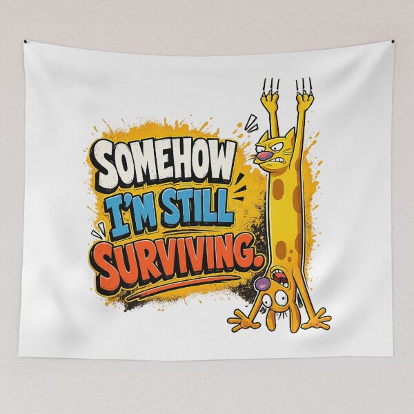 Item preview, Somehow I'm Still Surviving – Funny Adulting Cartoon Design designed and sold by Espinazul.