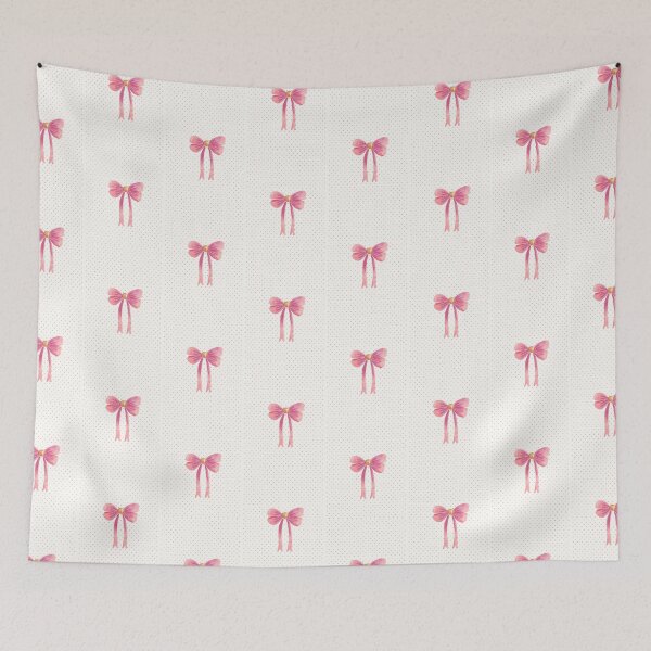 Item preview, Preppy Pink Ribbon Bow & Mini Hearts Pattern designed and sold by Akira Design Store.