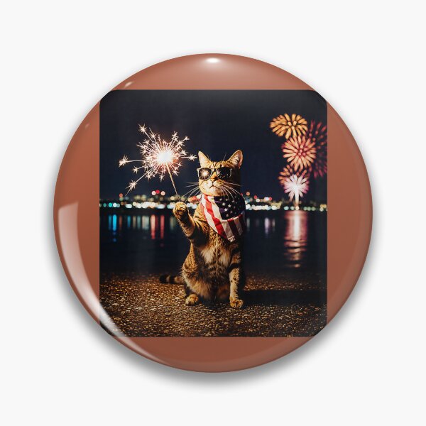 Item preview, 4th of July Funny Patriotic USA Cat Patriotic with Firework designed and sold by whimsymadhu.