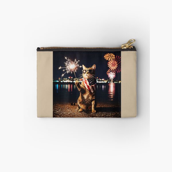 Item preview, 4th of July Funny Patriotic USA Cat Patriotic with Firework designed and sold by whimsymadhu.