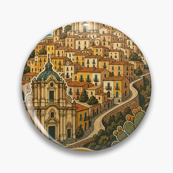 Item preview, Ragusa Ibla Italy Travel Souvenir - Retro Illustration designed and sold by VisualArtsOasis.
