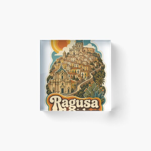 Item preview, Ragusa Ibla Italy Travel Souvenir - Retro Illustration designed and sold by VisualArtsOasis.
