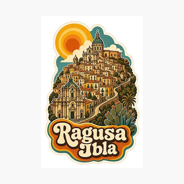 Item preview, Ragusa Ibla Italy Travel Souvenir - Retro Illustration designed and sold by VisualArtsOasis.
