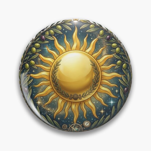 Item preview, Mystical Celestial Golden Sun Olive Tree Vintage Wreath Sticker designed and sold by Fatomfatom.