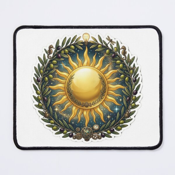 Item preview, Mystical Celestial Golden Sun Olive Tree Vintage Wreath Sticker designed and sold by Fatomfatom.