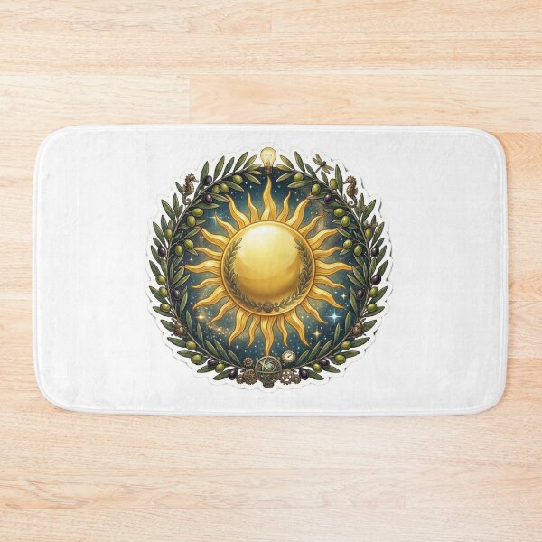 Item preview, Mystical Celestial Golden Sun Olive Tree Vintage Wreath Sticker designed and sold by Fatomfatom.