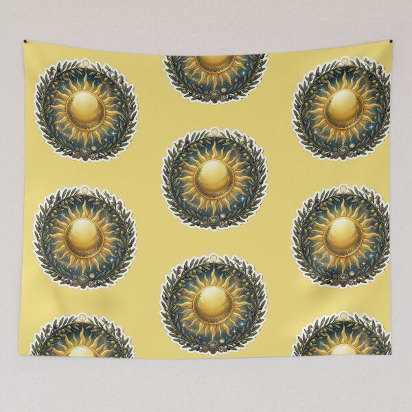 Item preview, Mystical Celestial Golden Sun Olive Tree Vintage Wreath Sticker designed and sold by Fatomfatom.