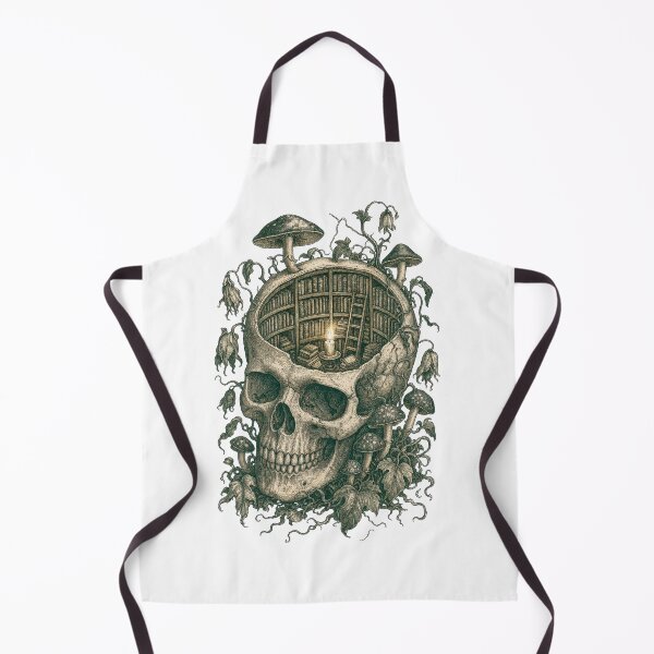 Item preview, Botanical Skull Library , Dark Academia Mushroom Skull Art Print designed and sold by NullSpacePrints.