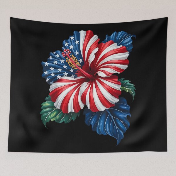 Item preview, American Flag Hibiscus Flower Patriotic Floral 4th of July designed and sold by SylviaYLaughlin.