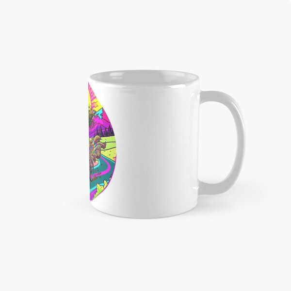 Item preview, Psychedelic Hippie Girl Riding Bicycle - Retro 70s Trippy Landscape designed and sold by Stefanrajzer.