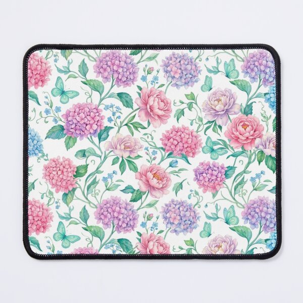 Item preview, Watercolor Hydrangea and Peony Floral Pattern with Butterflies designed and sold by FashioonTrends.
