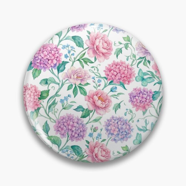Item preview, Watercolor Hydrangea and Peony Floral Pattern with Butterflies designed and sold by FashioonTrends.