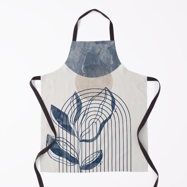 Item preview, Mid-century modern botanical, lines and shapes in blue and beige designed and sold by ArticraftShop.