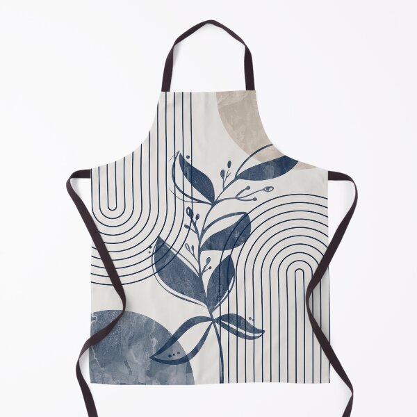 Item preview, Mid-century modern botanical, lines and shapes in blue and beige B designed and sold by ArticraftShop.
