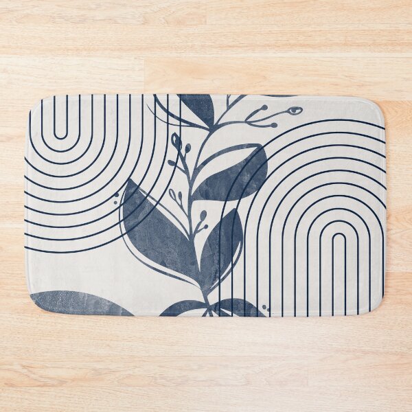 Item preview, Mid-century modern botanical, lines and shapes in blue and beige B designed and sold by ArticraftShop.