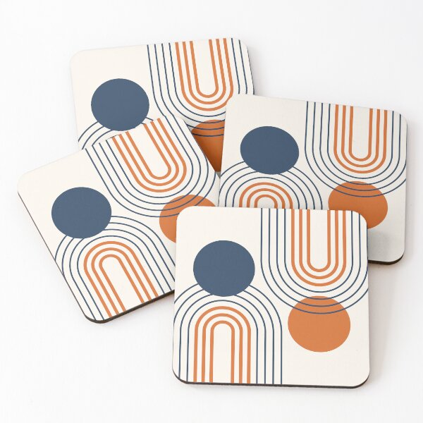 Item preview, Mid Century Modern Rainbow Abstraction a03 Orange and Navy Blue designed and sold by nineFlorals.