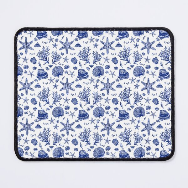 Item preview, Vintage Blue Coastal Seashell Coral Seamless Pattern designed and sold by Onulodesign.