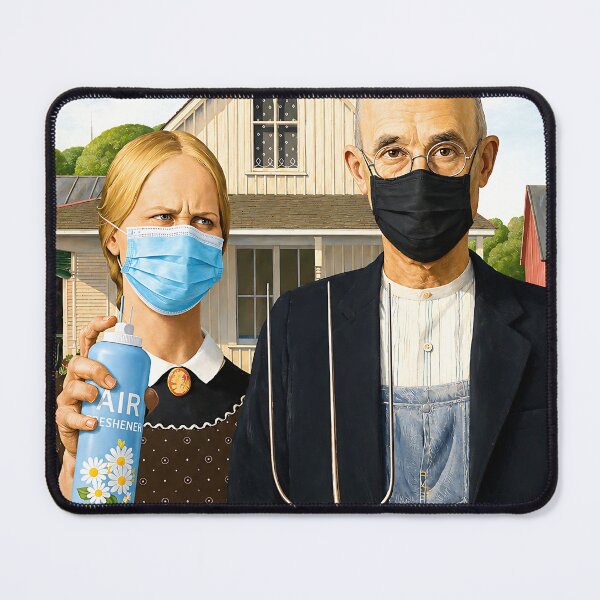 Item preview, American Gothic Masked Reaction Art | Funny Parody Wall Art & T-Shirt Design designed and sold by Awful Whiff Art Co.