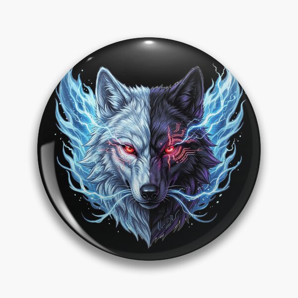 Item preview, Cyberpunk Split Wolf with Glowing Red Eyes designed and sold by Munib320.