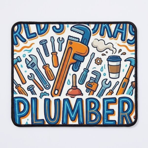 Item preview, World's Okayest Plumber Funny Retro Cartoon Doodles designed and sold by PACS0011.