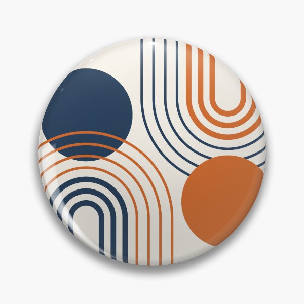 Item preview, Mid Century Modern Rainbow Abstraction a02 Navy and Burnt Orange designed and sold by nineFlorals.