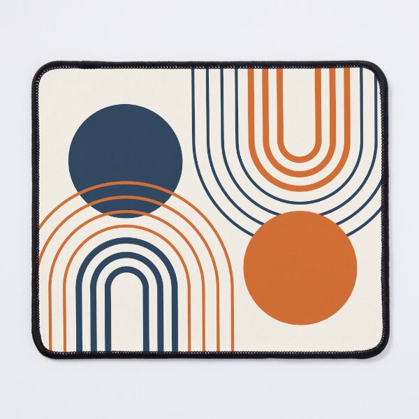 Item preview, Mid Century Modern Rainbow Abstraction a02 Navy and Burnt Orange designed and sold by nineFlorals.