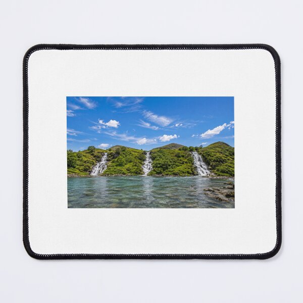 Item preview, Triple Waterfall Paradise Wall Art | Mountain Lake Landscape Print | Scenic Nature Photography | Blue Sky Waterfall Decor designed and sold by PrintableArt123.