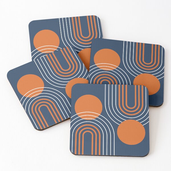 Item preview, Mid Century Modern Rainbow Abstraction a01 Navy and Orange designed and sold by nineFlorals.