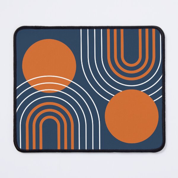 Item preview, Mid Century Modern Rainbow Abstraction a01 Navy and Orange designed and sold by nineFlorals.
