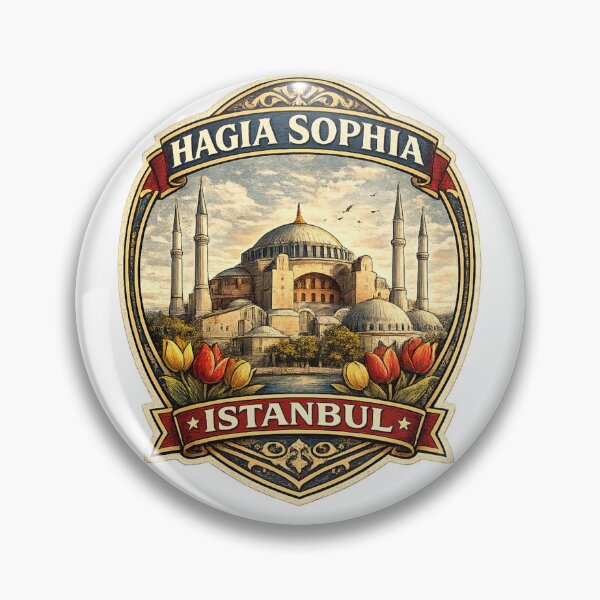 Item preview, Hagia Sophia Istanbul Vintage Travel Badge | Retro Turkey Souvenir Sticker designed and sold by DreamPaw Studio.