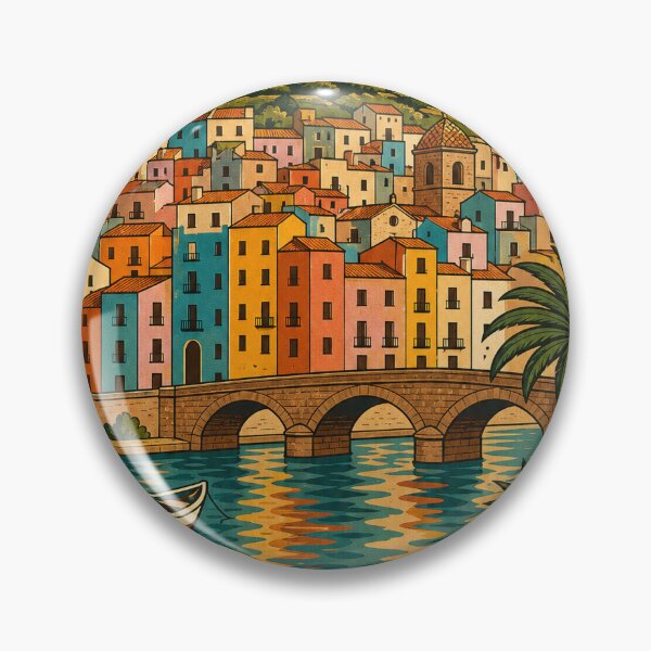 Item preview, Bosa Italy Travel Souvenir - Retro Illustration designed and sold by VisualArtsOasis.
