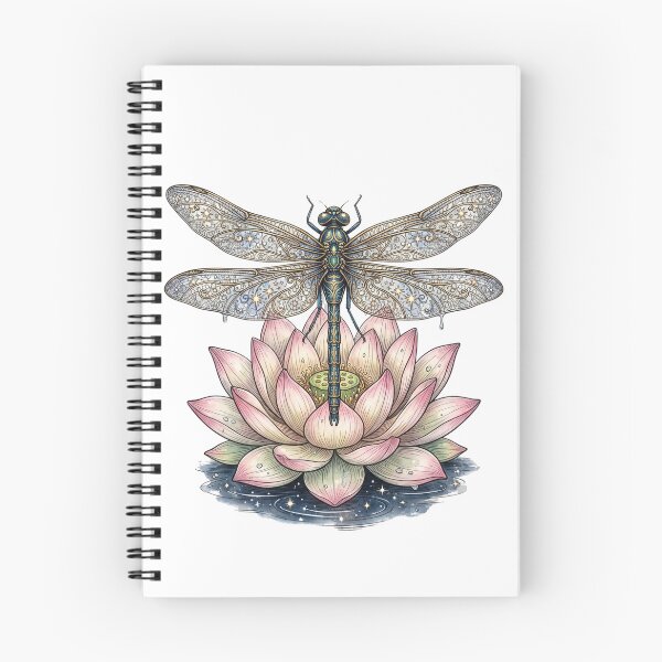 Item preview, Ornate Celestial Dragonfly & Pink Lotus Flower Art designed and sold by Ortsas.