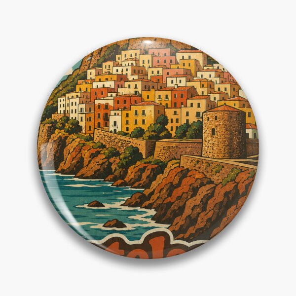 Item preview, Castelsardo Italy Travel Souvenir - Retro Illustration designed and sold by VisualArtsOasis.