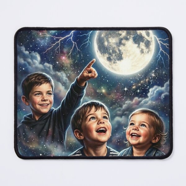 Item preview, 3 kids watch the moon designed and sold by Tws-Tees.