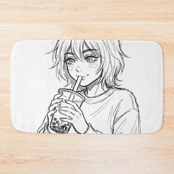 Item preview, Girl Bubble Tea Sketch - LoFi Boba Tea Art designed and sold by The Cozy Chapter.