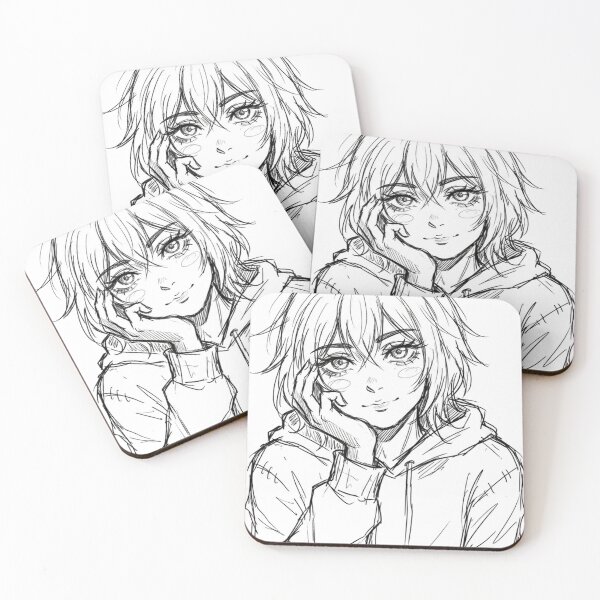 Item preview, Hoodie Sketch - Pensive Manga Line Art designed and sold by The Cozy Chapter.