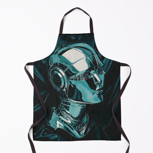 Item preview, Futuristic metallic teal android bust illustration designed and sold by Checho30.