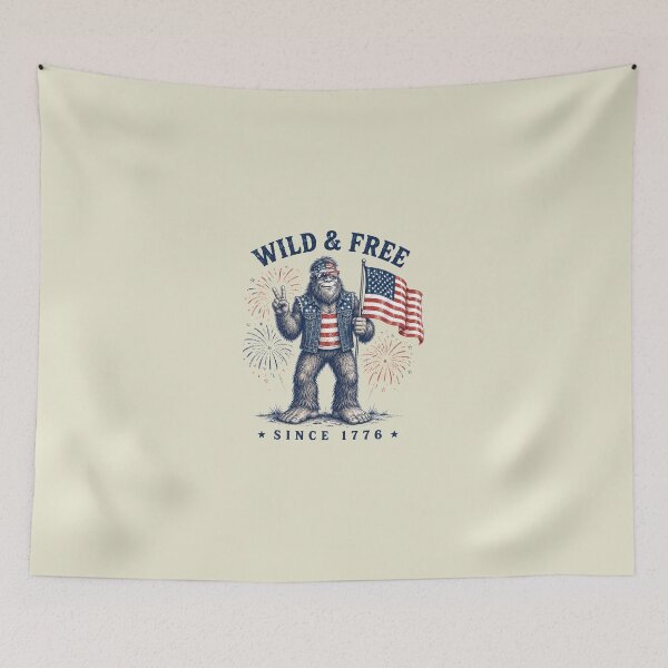 Item preview, Funny Patriotic Bigfoot Wild and Free Since 1776 designed and sold by NicowrmSArt.
