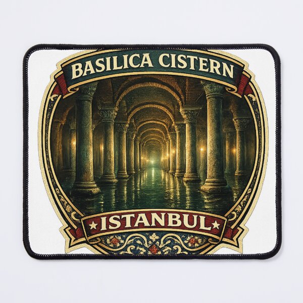 Item preview, Basilica Cistern Istanbul Vintage Travel Badge | Retro Turkey Souvenir Sticker designed and sold by DreamPaw Studio.