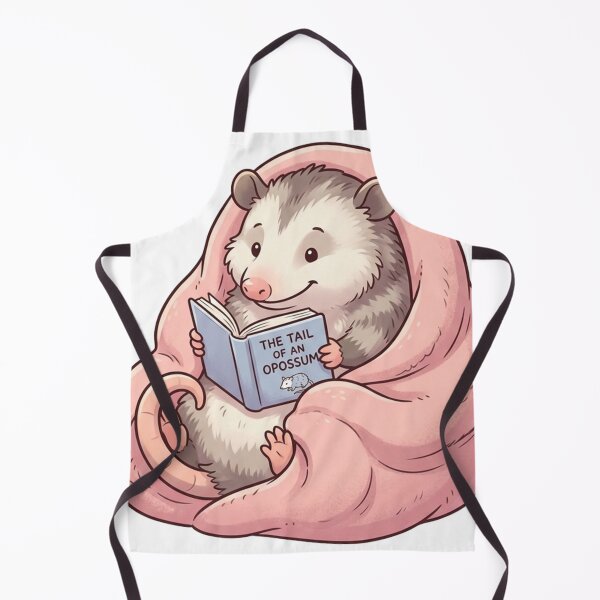 Item preview, Opossum Reading Book In Pink Blanket Chibi Art designed and sold by The Cozy Chapter.
