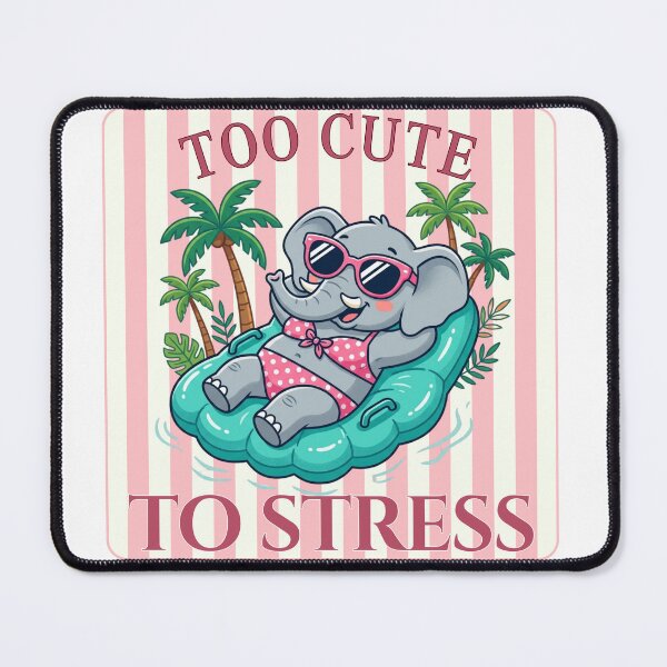 Item preview, Too Cute To Stress - Cute Preppy Summer Elephant - Pink Stripes designed and sold by LAJdesigns.