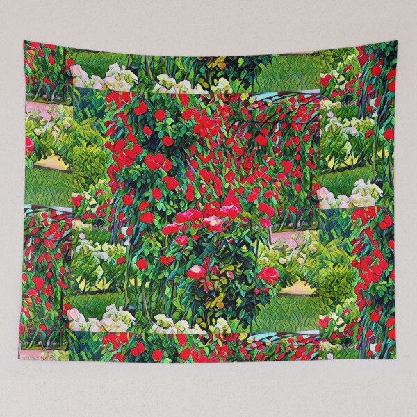 Item preview, Abstract Impressionist Red Rose Bush Garden Digital Art designed and sold by BalkanBloom.