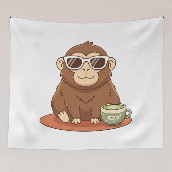 Item preview, Monkey Sunglasses Matcha Latte Aesthetic designed and sold by The Cozy Chapter.